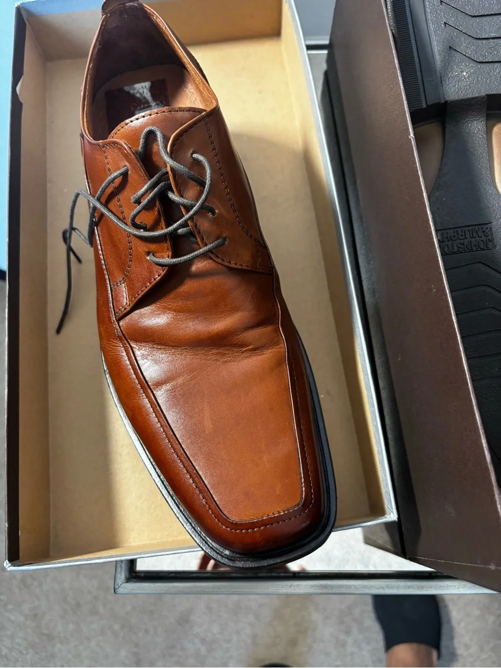 Johnston & Murphy Cognac Leather Lace-Up Oxfords